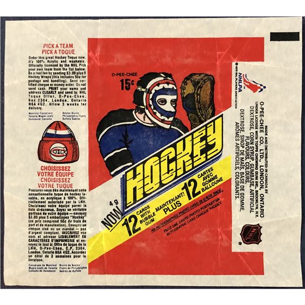 1977-78 O-PEE-CHEE HOCKEY WRAPPER