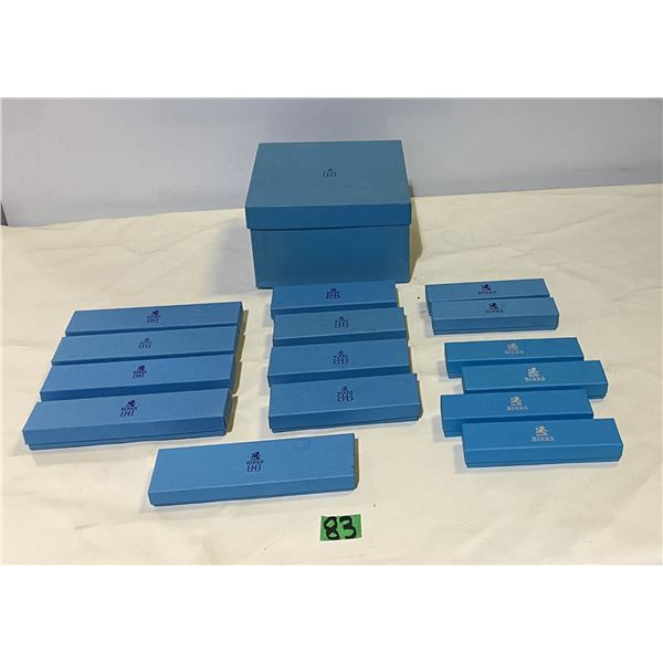 Assorted empty Birks boxes