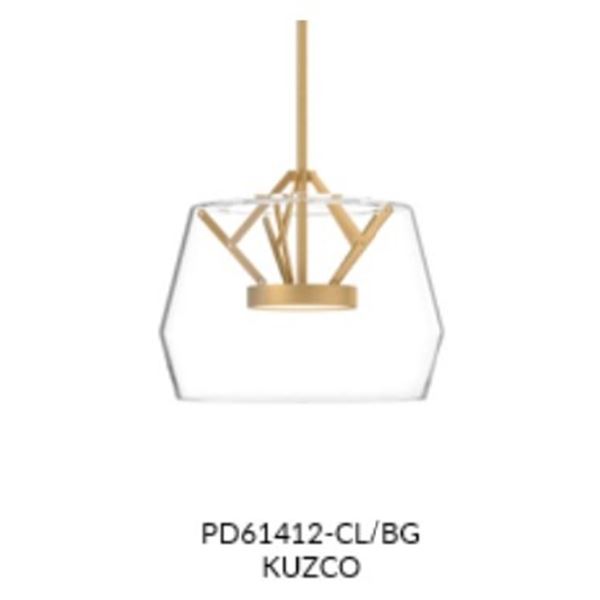 Kuzco - Deco Pendant, Clear / Brushed Gold