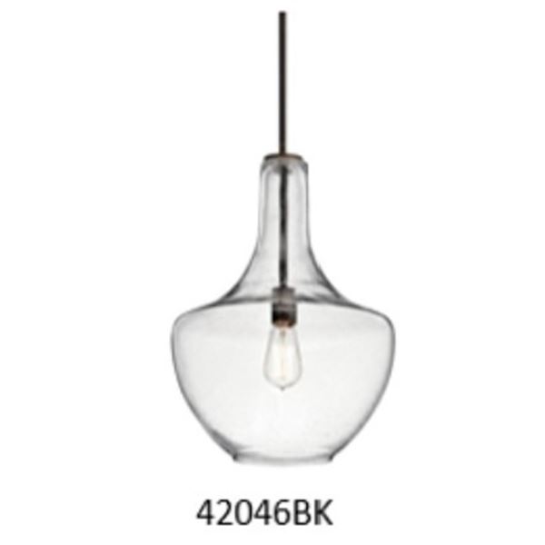Kichler - Everly 1 Light 14 inch Black Pendant Ceiling Light in Clear