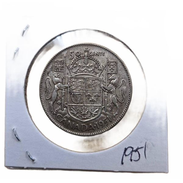 1951 Canada 50 Cent Coin, George VI