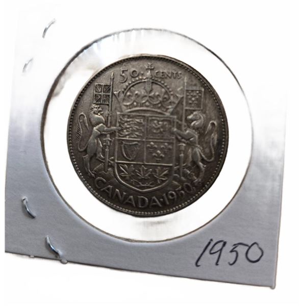1950 Canada 50 Cents Silver Coin