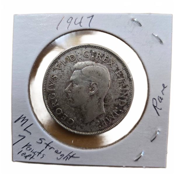 1947 Canada 50 Cents ML Straight Silver Coin