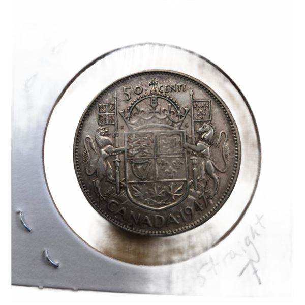 1947 Canada 50 Cents Straight 7 Coin