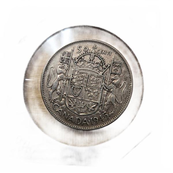 1945 Canada 50 Cents Silver Coin