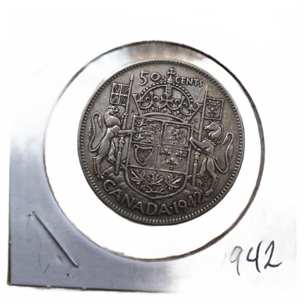 1942 Canada 50 Cents Silver Coin