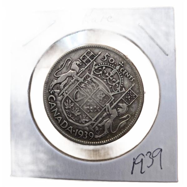 1939 Canada 50 Cents Coin Silver