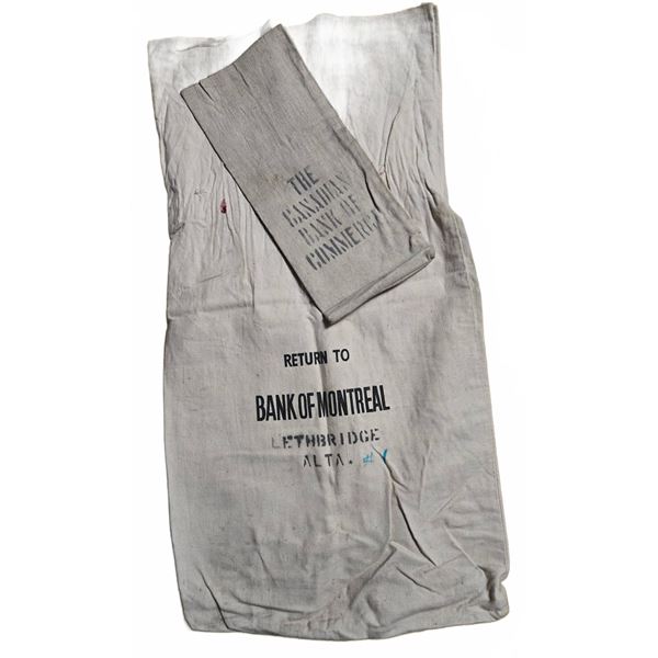 Two Canvas Money Bags, 28x14.5 and 6x13