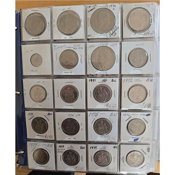 Binder of US and Canadian coins
