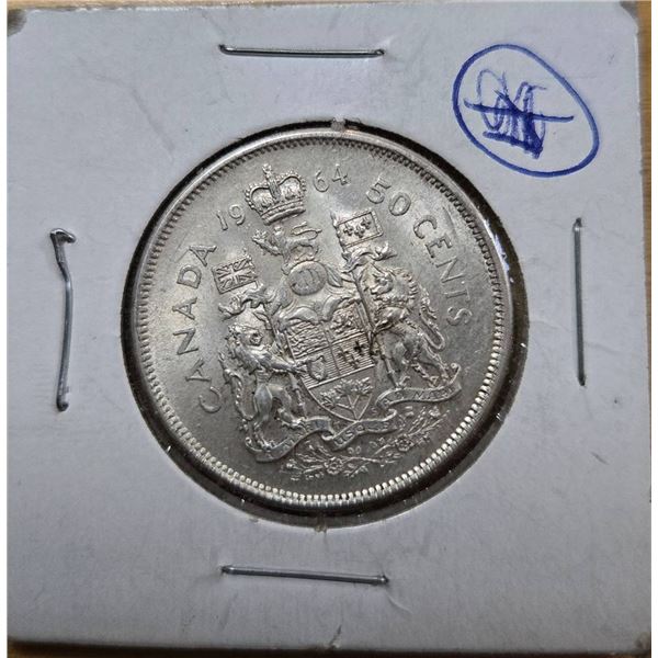 1964 Canada 50 Cent Silver Coin