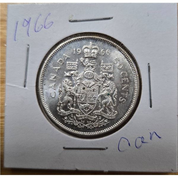 1966 Canada 50 Cents Silver Coin
