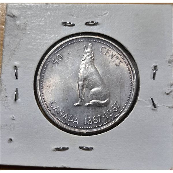 Canada 50 Cents 1867-1967 Wolf Commemorative