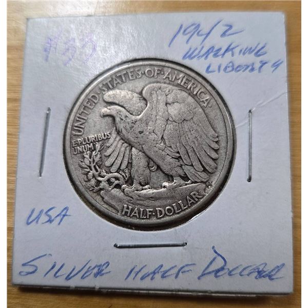 1942 Walking Liberty Silver Half Dollar