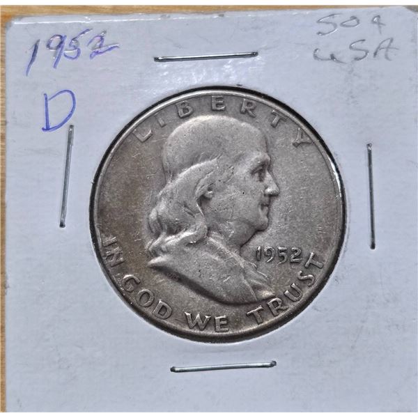 1952-D Franklin Half Dollar, 50¢ Silver