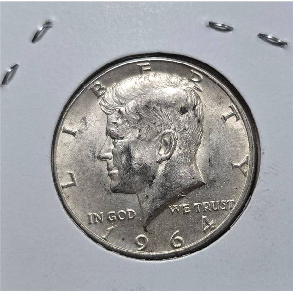 1964 Kennedy Half Dollar, 90% Silver