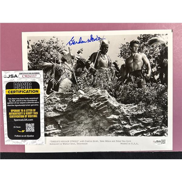 Gordon Scott Signed Tarzan's Hidden Jungle 8x10 B&W Photo JSA CM26117 Cert