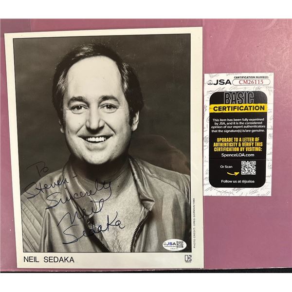 Neil Sedaka Signed Autographed B&W 8x10 Photo JSA Certified CM26115