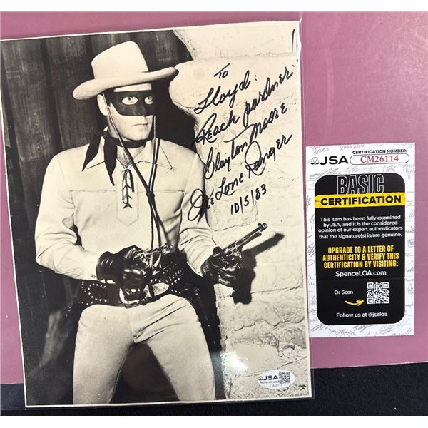 Clayton Moore "The Lone Ranger" Autographed 8x10 Photo JSA Certified CM26114