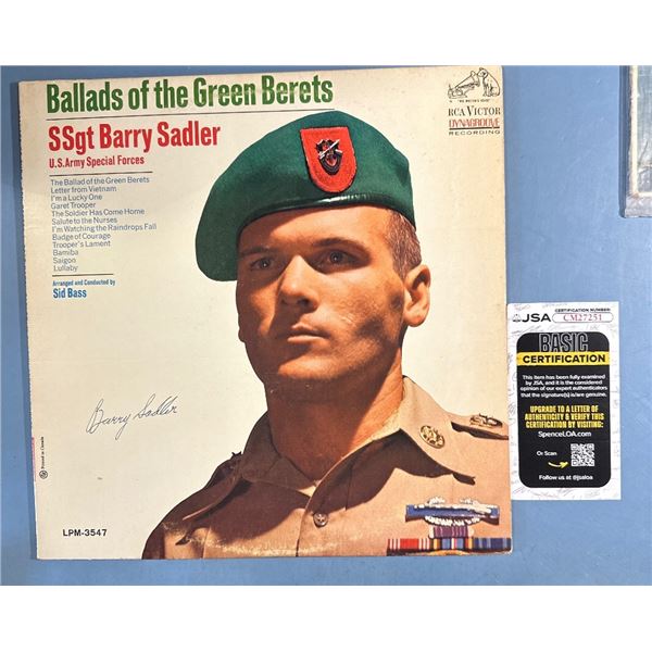 Signed SSgt Barry Sadler Ballads of the Green Berets Vinyl LP JSA CM27251