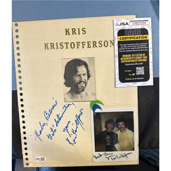 Kris Kristofferson Signed Album Page w/ Photo & 2 Autographs JSA CM27259