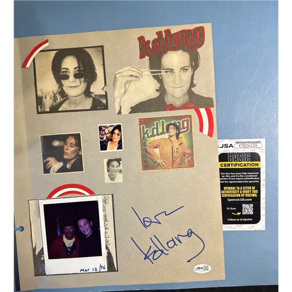 K.D. Lang Signed Signed Autographed Scrapbook Album Page w/ Photos JSA COA CM26135