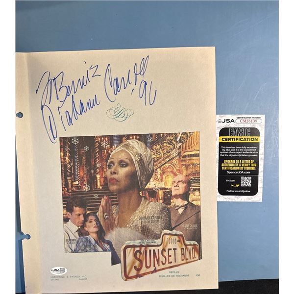 Diahann Carroll Signed Sunset Blvd Musical Script Cover JSA Certified L32617