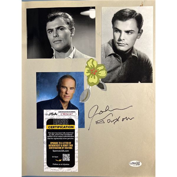 John Saxon Autographed Scrapbook Page w/ Photos & Inscription JSA Certified