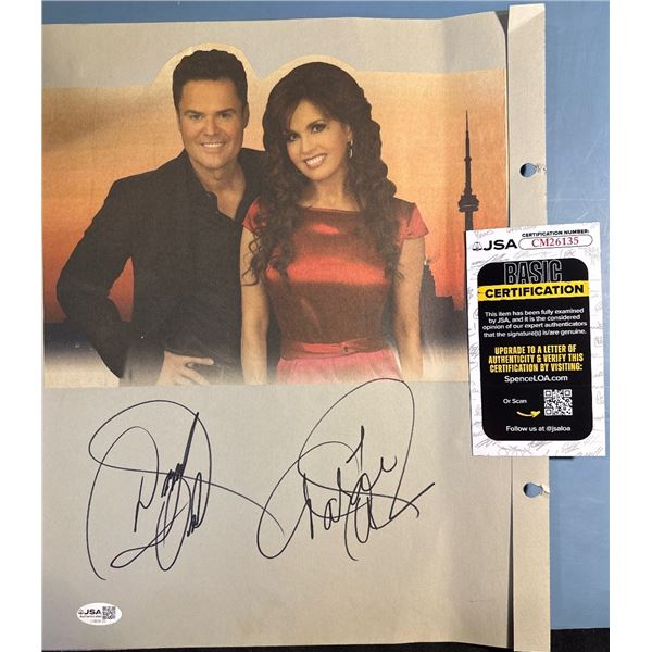 Donny & Marie Osmond Signed Photo Page JSA Certified Autograph CM26135