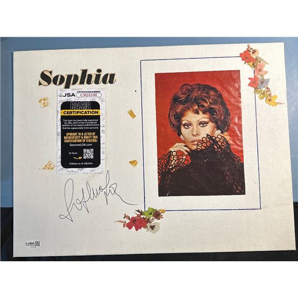 Sophia Loren Autographed Photo on 12x16 Grumbacher Canvas Board JSA CM26148
