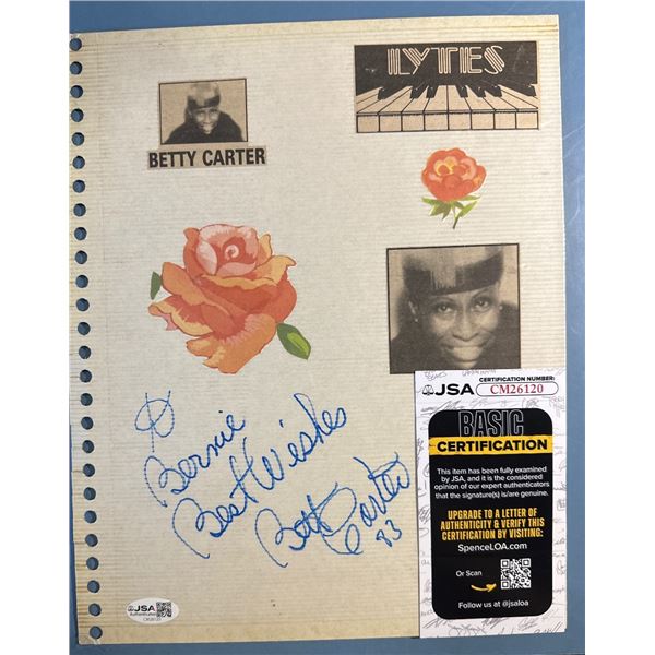 Betty Carter Signed Autograph Album Page JSA Certified CM26120 Jazz Singer