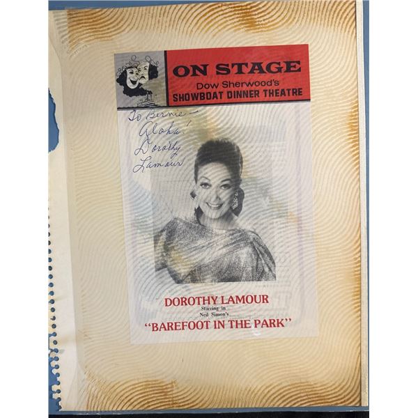 Dorothy Lamour Signed Photo "Barefoot in the Park" Showboat Dinner Theatre