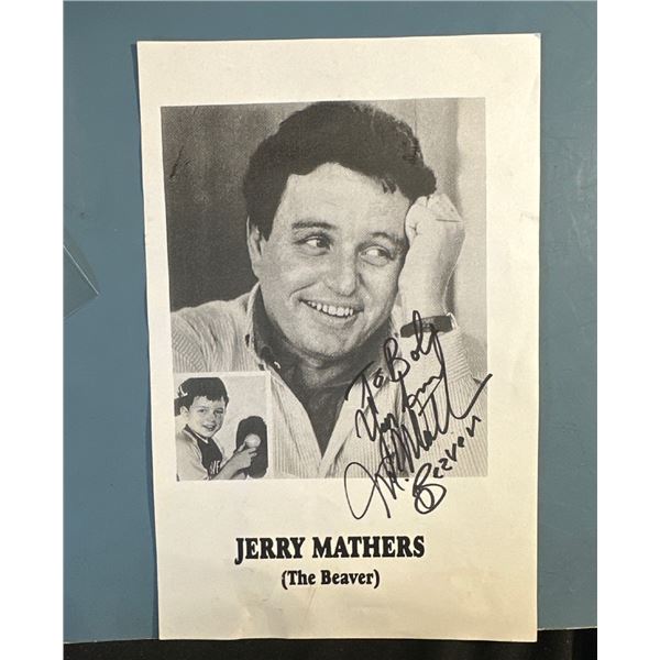 Jerry Mathers 'The Beaver' Signed Autographed Photo Personalized "To Bobby"