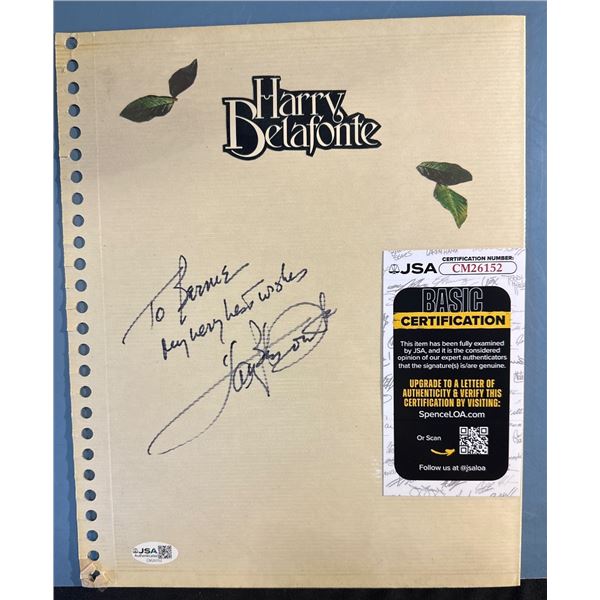 Harry Belafonte Signed Scrapbook Page Autograph JSA Basic Cert CM26152