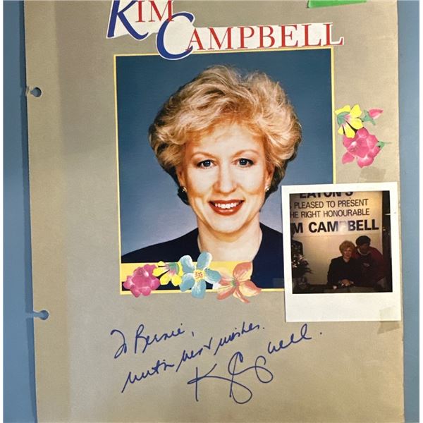 Kim Campbell Signed Page w/ Photo - Autographed by Canadian Prime Minister
