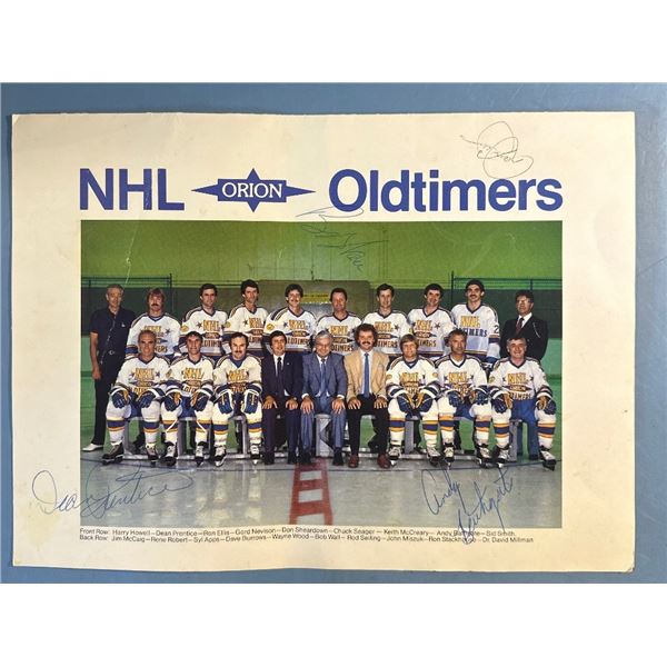 NHL Oldtimers Game Signed sheet - Andy Bathgate, Dean Prentice, Bob Wall