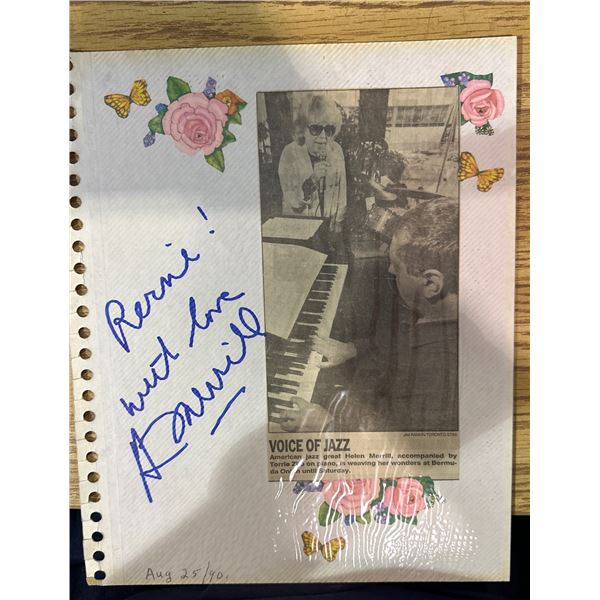 Helen Merrill Autographed Scrapbook Page w/ Toronto Star Clipping 1990
