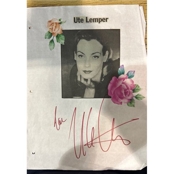 Ute Lemper Signed Autograph on Photo Page with Flower Stickers