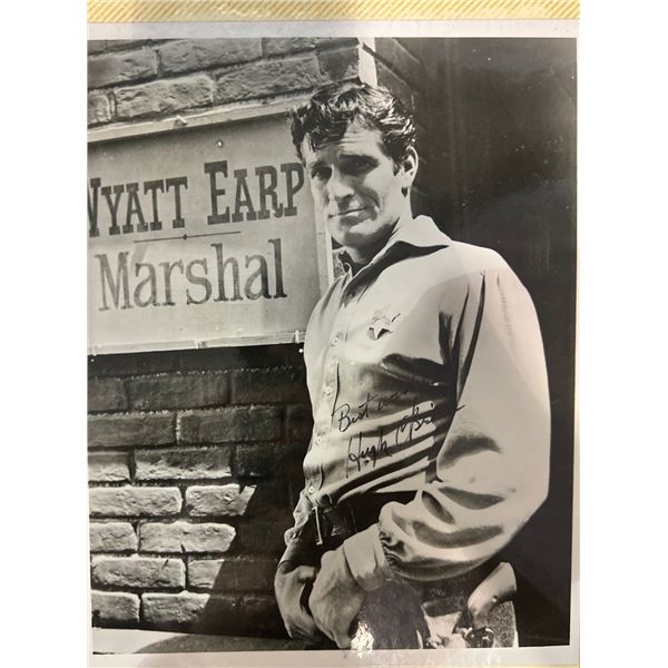 Hugh O'Brian Autographed 8x10 B&W Photo as TV's Wyatt Earp Marshal