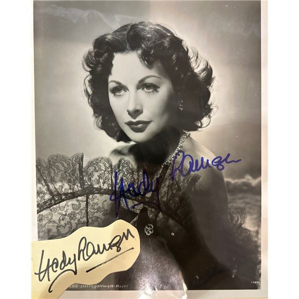 Hedy Lamarr Signed B&W MGM Publicity Photo w/ Additional Cut Signature