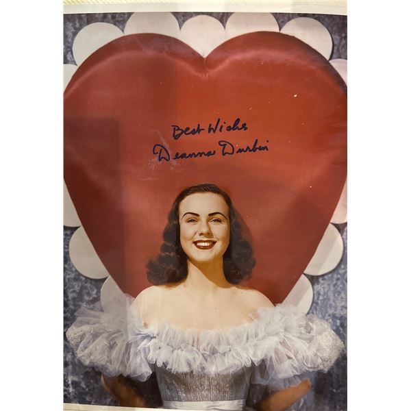 Vintage Deanna Durbin Signed Photo w/ "Best Wishes" Inscription Heart BG