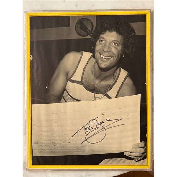 Tom Jones Framed Autographed B&W Photo with Signed Sheet Music