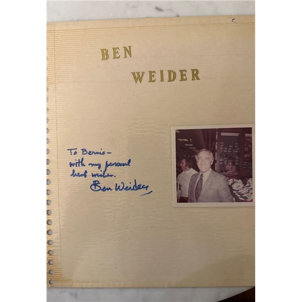 Ben Weider Signed Autographed Photo Album Page w/ Photo Bodybuilding IFBB