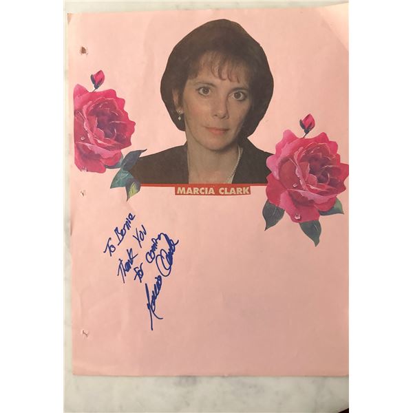 Marcia Clark Autographed Signed Page