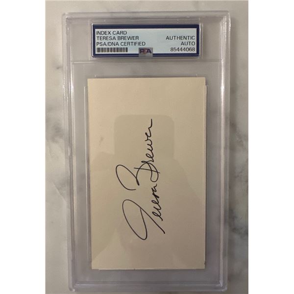 Teresa Brewer Signed Autographed Index Card PSA/DNA Certified Authentic Auto