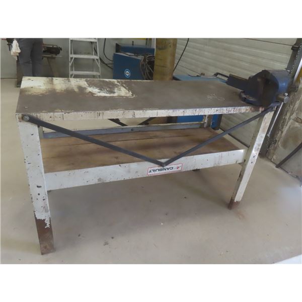 Stationary Steel Work Bench, 36x26x60, w/ 6" Record Vise