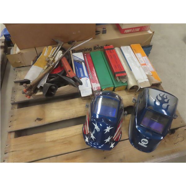 2 Welding Helmets, 2 Torch Heads, Arc Air, Rods, Grinding Wheels, Safety Glasses