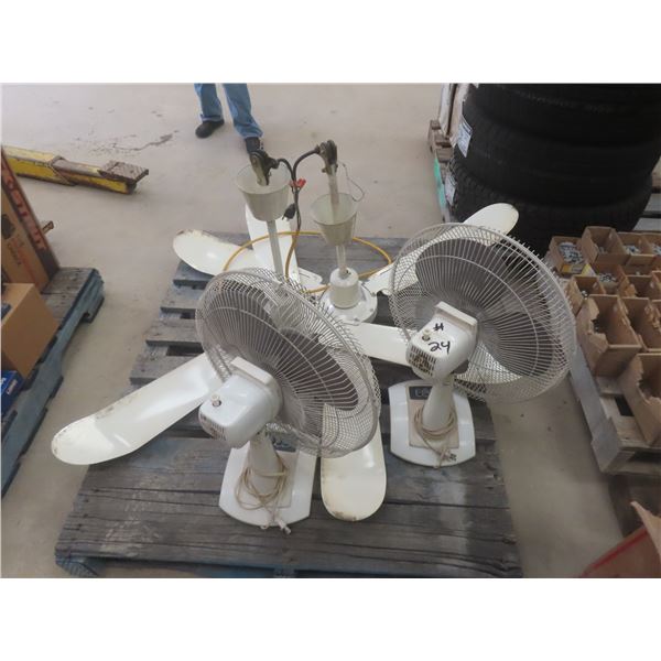 2 Ceiling Fans, 2 Tabletop Fans