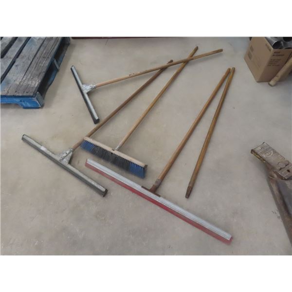 3 Squeegees and Push Broom