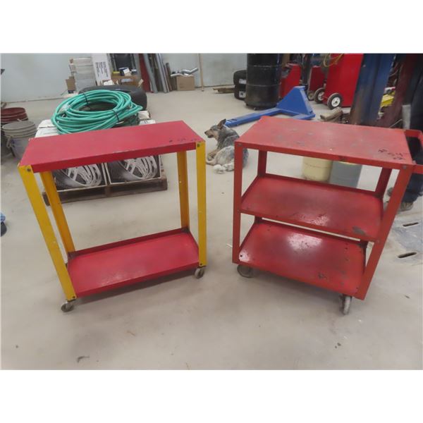 2 Rolling Metal Shop Carts, 32x18x30 and 32x15x30