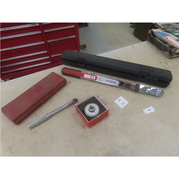 Snap-On 250 lb Click-Style 1/2" Torque Wrench, 3/8" Drive 200 in-lb, and Torque Angle Gauge